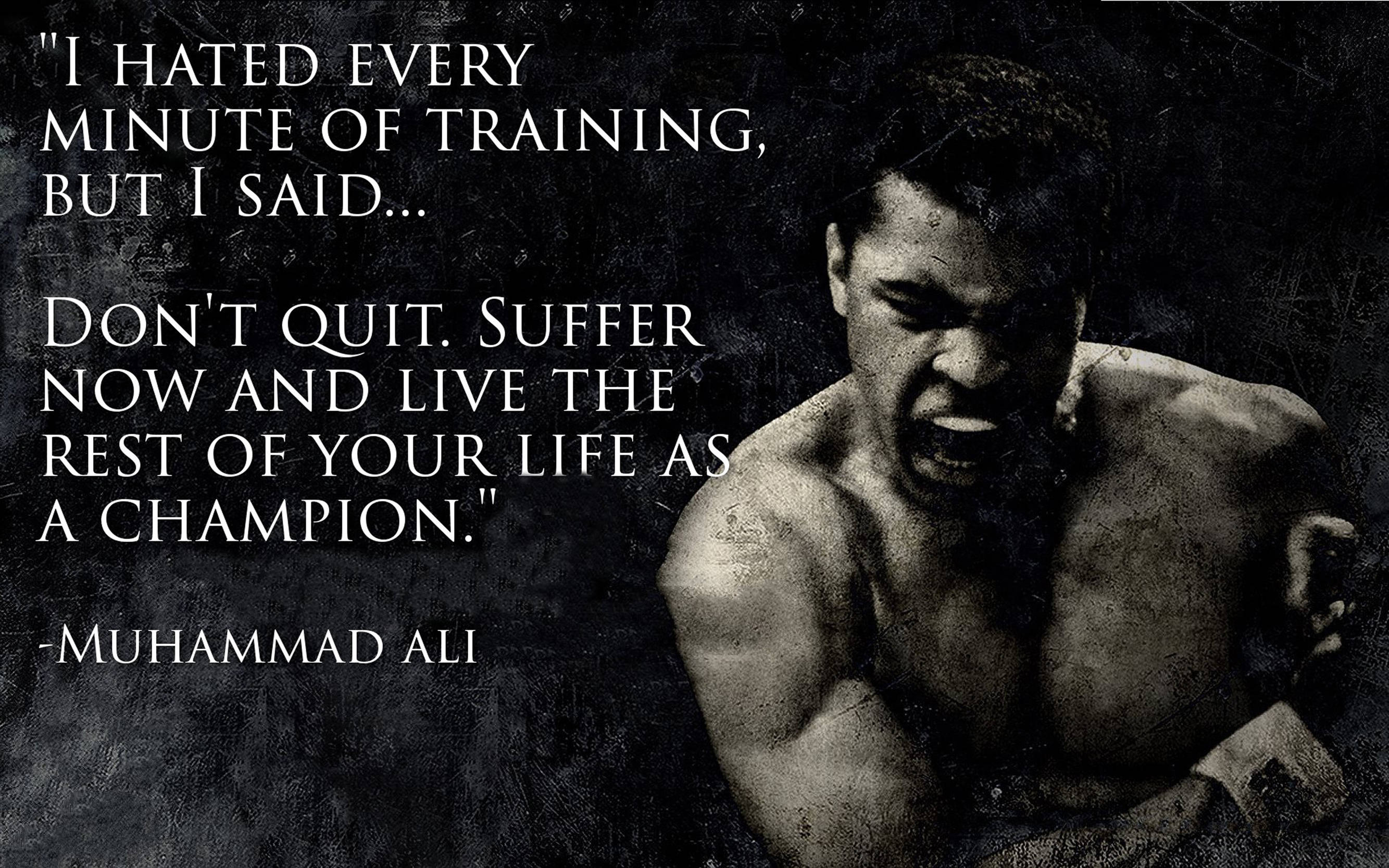 Muhammad Ali Don't Quit Quote - Canvas Wall Art Print - Various Sizes