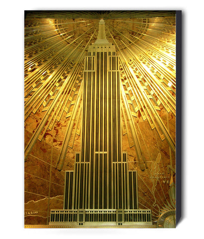 Gold Empire State Building Art Deco Canvas Wall Art Framed Print - Various Sizes
