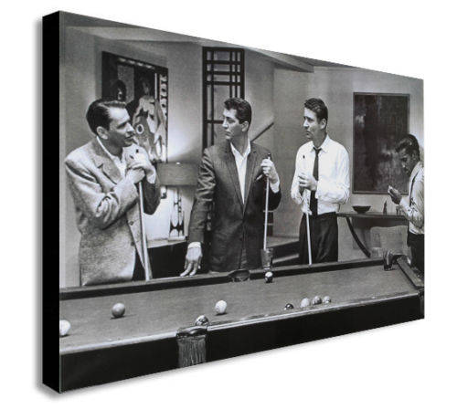 The Rat Pack Playing Pool Canvas Wall Art Framed Print - Various Sizes