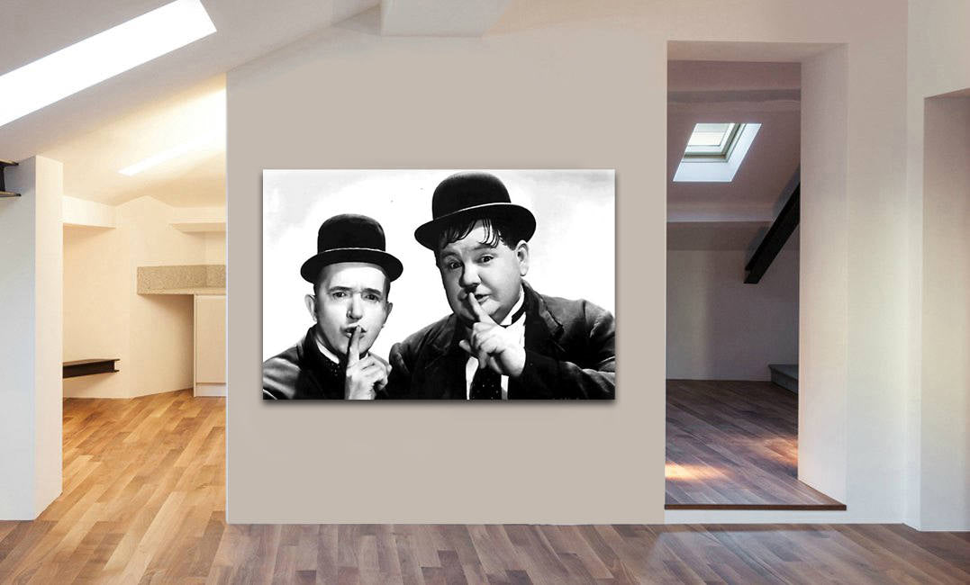 Laurel And Hardy Shush Canvas Wall Art Print - Various Sizes