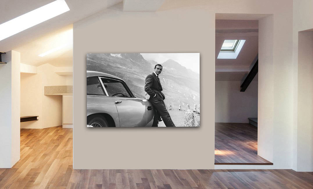 James Bond Sean Connery Aston Martin Canvas Wall Art Framed Print - Various Sizes