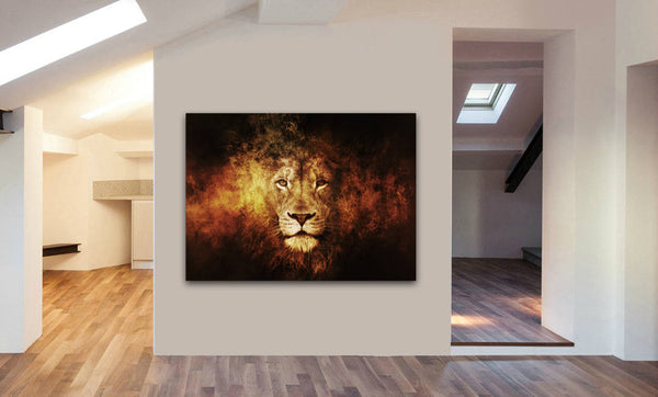 Lion Abstract Head Shot Canvas Wall Art Print - Various Sizes