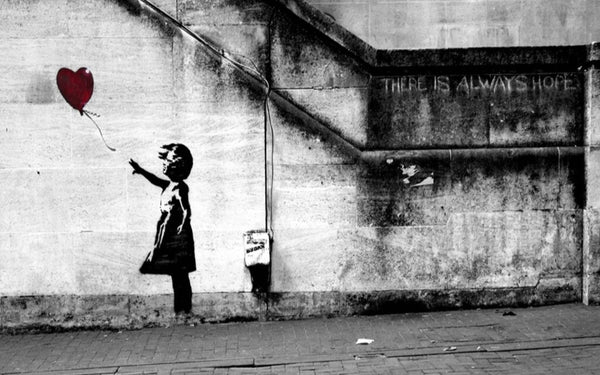 Banksy Balloon Girl There Is Always Hope Canvas Wall Art Framed Print - Various Sizes