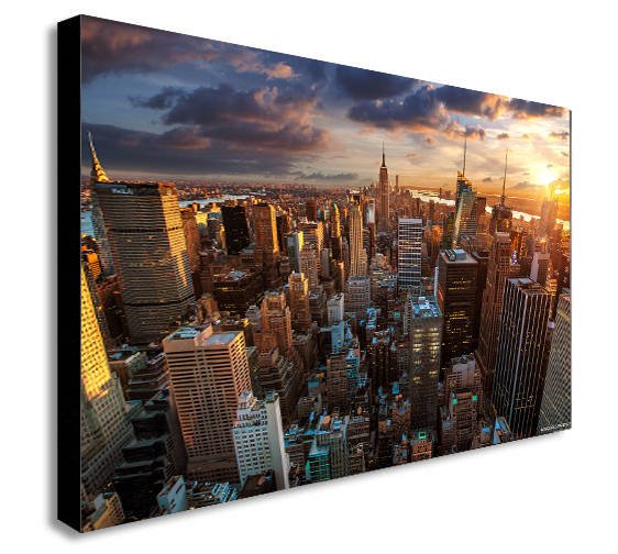 New York Skyscrapers Sunset Canvas Wall Art - Various Sizes