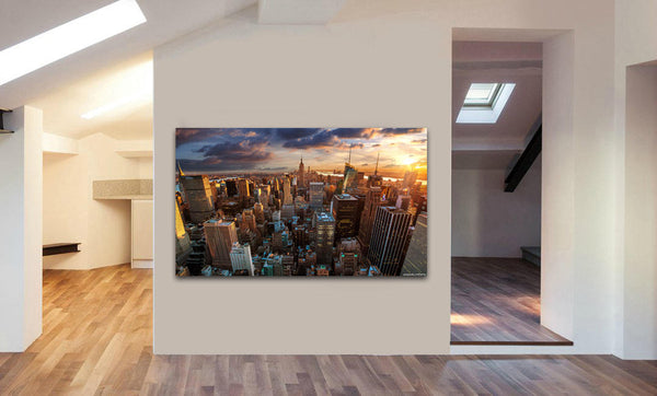New York Skyscrapers Sunset Canvas Wall Art - Various Sizes