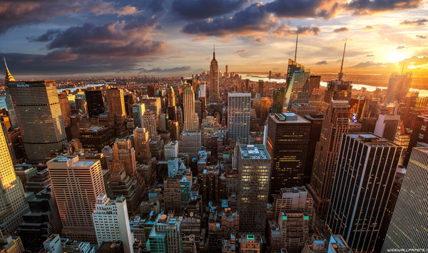 New York Skyscrapers Sunset Canvas Wall Art - Various Sizes