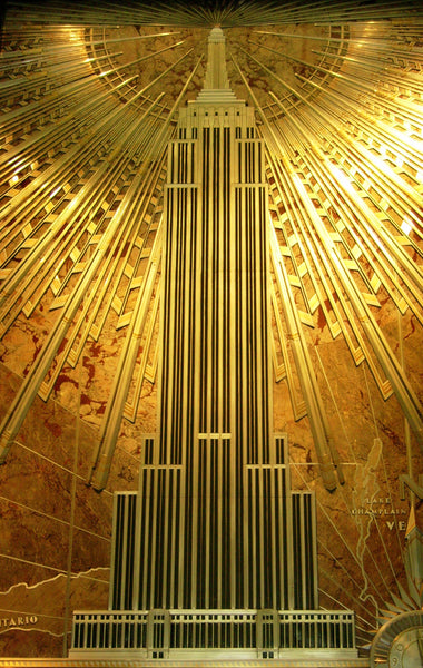 Gold Empire State Building Art Deco Canvas Wall Art Framed Print - Various Sizes
