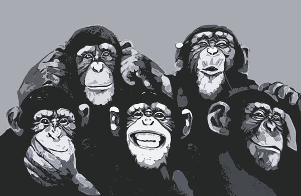 Monkey Chimps Family Selfie Canvas Wall Art Framed Print - Various Sizes