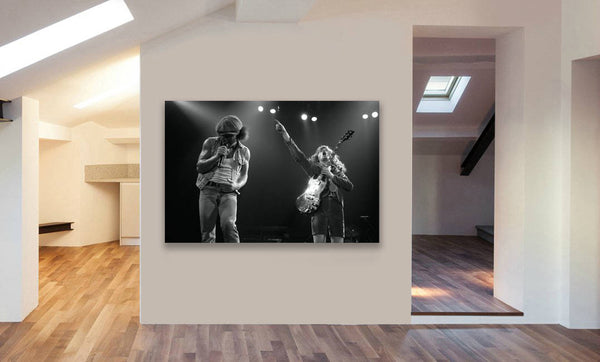 ACDC - Angus Young - Brian Johnson - Live - Canvas Wall Art Framed Print - Various Sizes
