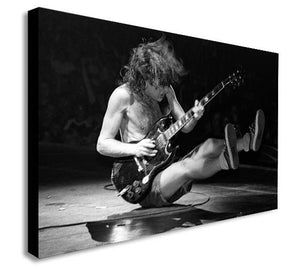 Angus Young - ACDC Live - Black And White - Canvas Wall Art Framed Print - Various Sizes