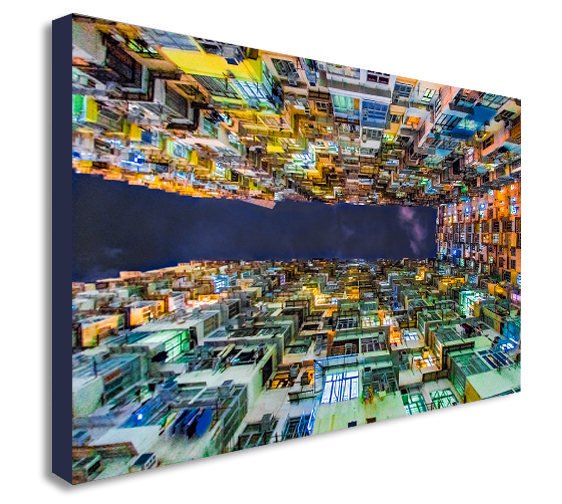 Hong Kong Abstract Yick Cheong Building Multicolour Canvas Wall Art Print - Various Sizes
