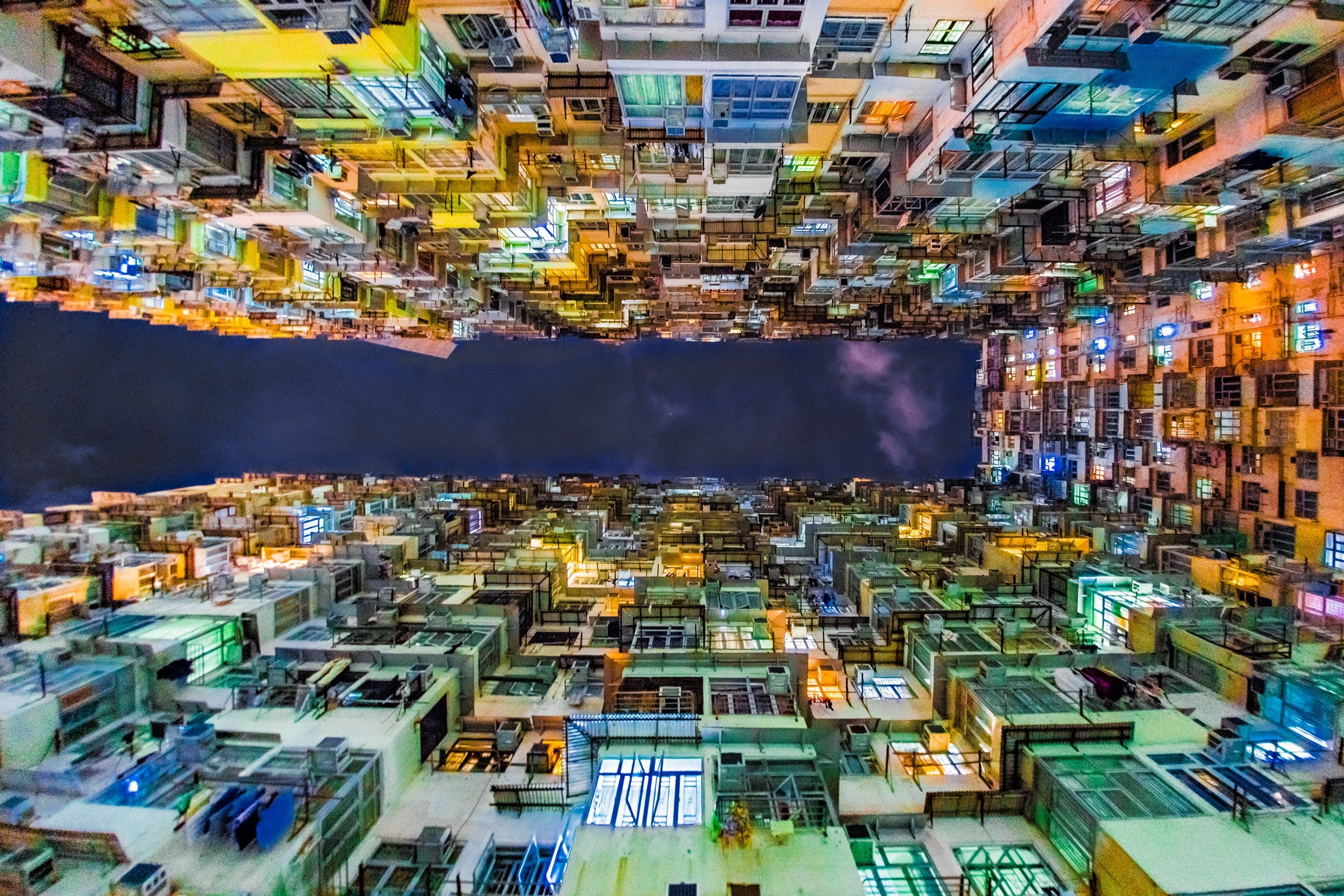 Hong Kong Abstract Yick Cheong Building Multicolour Canvas Wall Art Print - Various Sizes