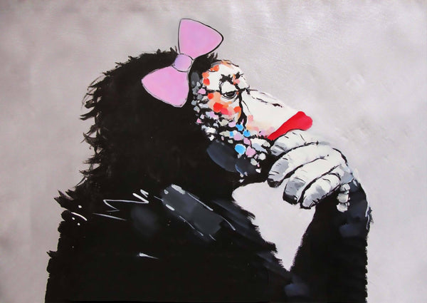 Banksy Female Monkey Gorilla Chimp Thinker Canvas Wall Art Print