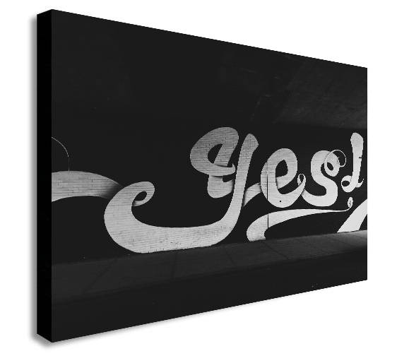 YES Graffiti - Black and White Canvas Wall Art Print - Various Sizes