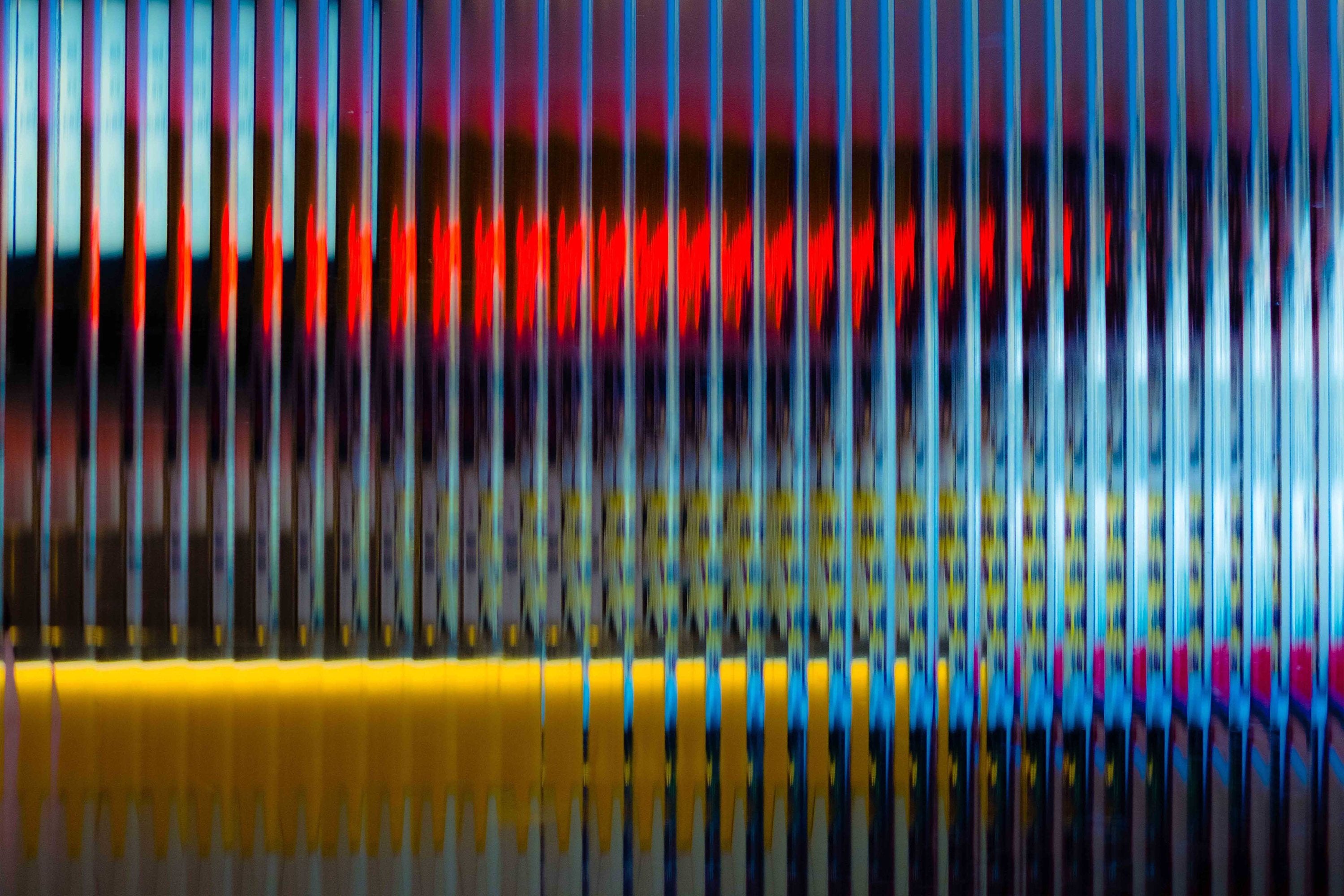 Abstract Yellow Blue Red Lines - Modern Canvas Wall Art Print - Various Sizes