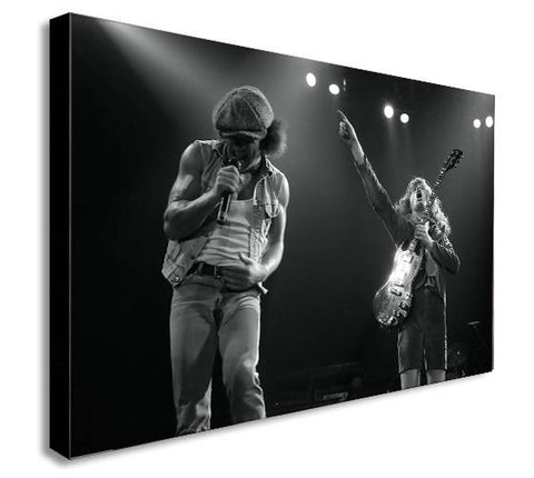 ACDC - Angus Young - Brian Johnson - Live - Canvas Wall Art Framed Print - Various Sizes