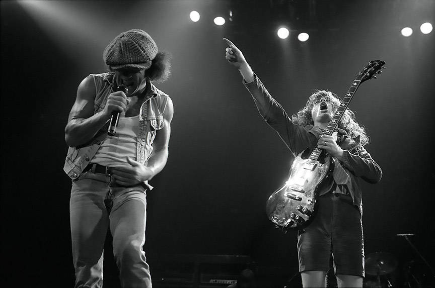 ACDC - Angus Young - Brian Johnson - Live - Canvas Wall Art Framed Print - Various Sizes