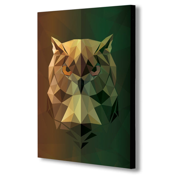 OWL- Geometric Abstract Modern Canvas Wall Art Framed Print - Various Sizes