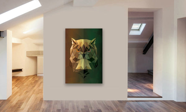 OWL- Geometric Abstract Modern Canvas Wall Art Framed Print - Various Sizes