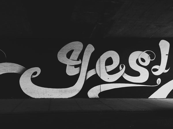 YES Graffiti - Black and White Canvas Wall Art Print - Various Sizes