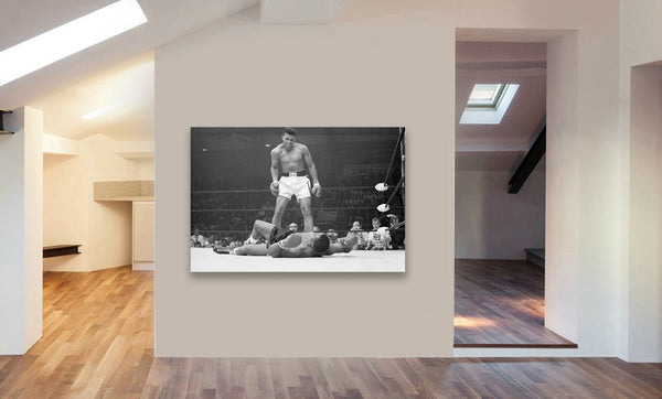 Muhammad Ali vs Sonny Liston - Famous Knockout Canvas Wall Art Framed Print - Various Sizes