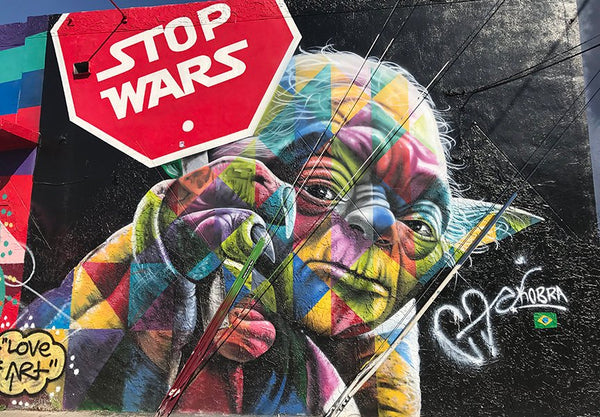 YODA - Stop Wars - Banksy Style - Canvas Wall Art Print - Various Sizes