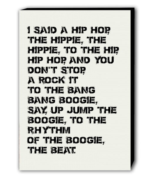 Rappers Delight - The Sugarhill Gang Lyrics - White Canvas Wall Art Framed Print - Various Sizes