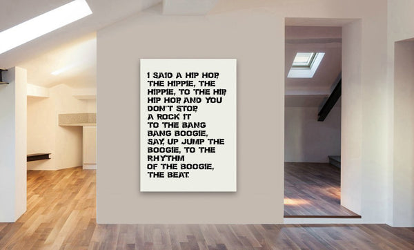 Rappers Delight - The Sugarhill Gang Lyrics - White Canvas Wall Art Framed Print - Various Sizes