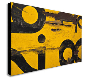 Yellow - Numbers - Abstract - Distressed - Canvas Wall Art Framed Print - Various Sizes