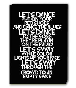 David Bowie Let's Dance Lyrics Canvas Wall Art Print - Various Sizes