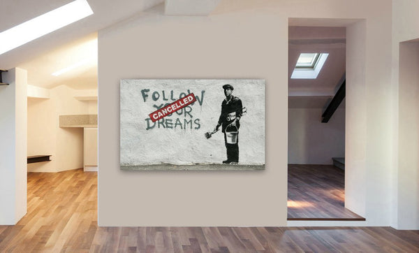 Banksy - Follow Your Dreams (Cancelled) - Canvas Wall Art Print - Various Sizes