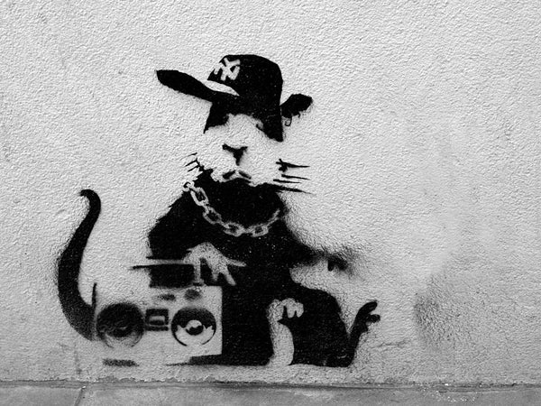Banksy Rat Rapper - Canvas Wall Art Framed Print - Various Sizes