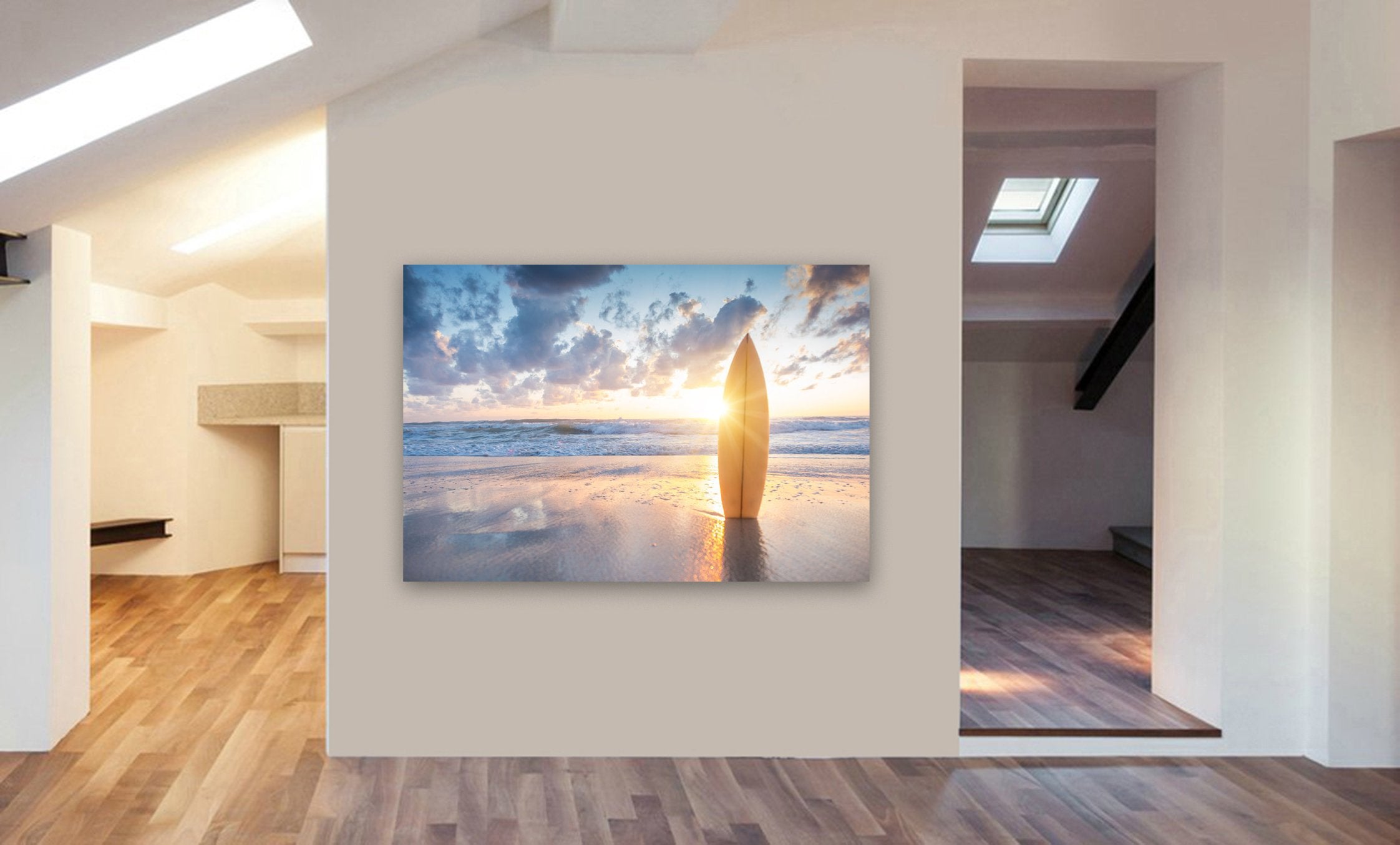 Surfboard - Beach Sunset - Canvas Wall Art Print. Various Sizes