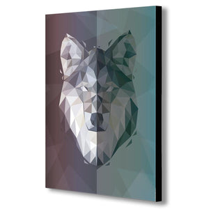 Wolf - Geometric Abstract Modern Canvas Wall Art Framed Print - Various Sizes