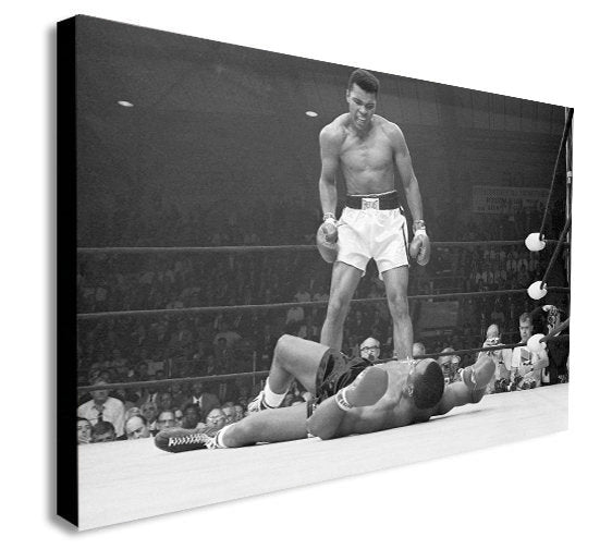 Muhammad Ali vs Sonny Liston - Famous Knockout Canvas Wall Art Framed Print - Various Sizes