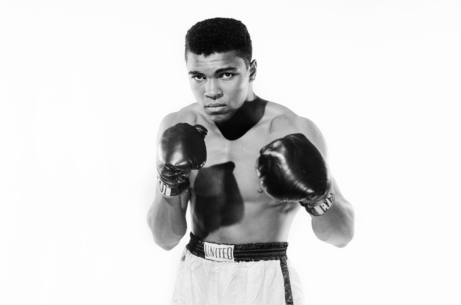 Muhammad Ali - Young Black and White Canvas Wall Art Framed Print - Various Sizes