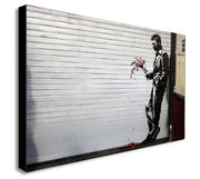 Banksy Man With Flowers - Canvas Wall Art Print - Various Sizes