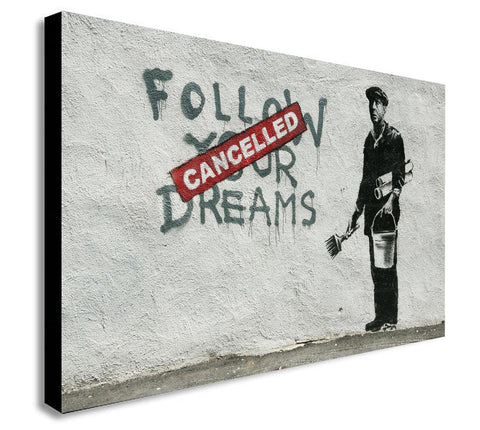 Banksy - Follow Your Dreams (Cancelled) - Canvas Wall Art Print - Various Sizes