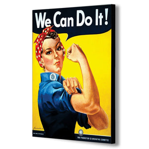 We Can Do It - Wartime Propaganda Vintage, Retro  - Canvas Wall Art Framed Print.