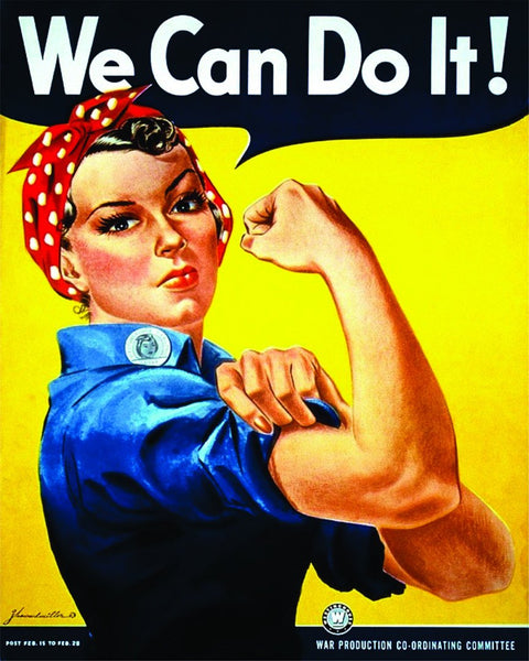 We Can Do It - Wartime Propaganda Vintage, Retro  - Canvas Wall Art Framed Print.