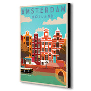 Amsterdam, Holland - Retro - Vintage - Canvas Wall Art Framed Print. Various Sizes