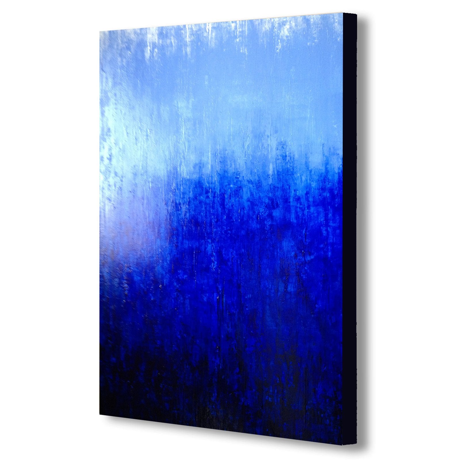 Blue Abstract Modern - Canvas Wall Art Framed Print - Various Sizes