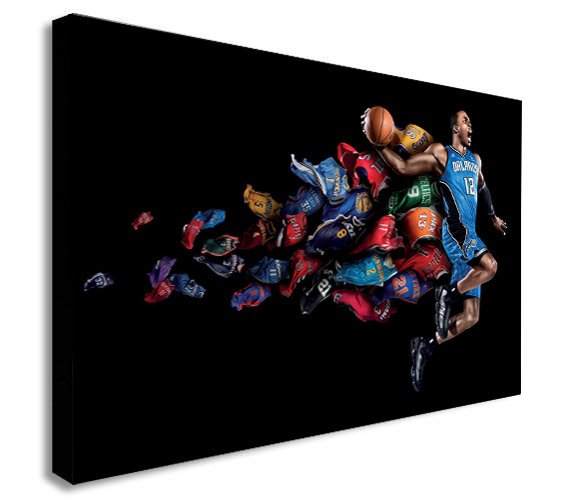 Basketball - Slam Dunk - Canvas Wall Art Framed Print - Various Sizes