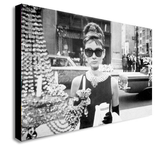 Audrey Hepburn - Breakfast at Tiffany's - Canvas Wall Art Framed Print - Various Sizes