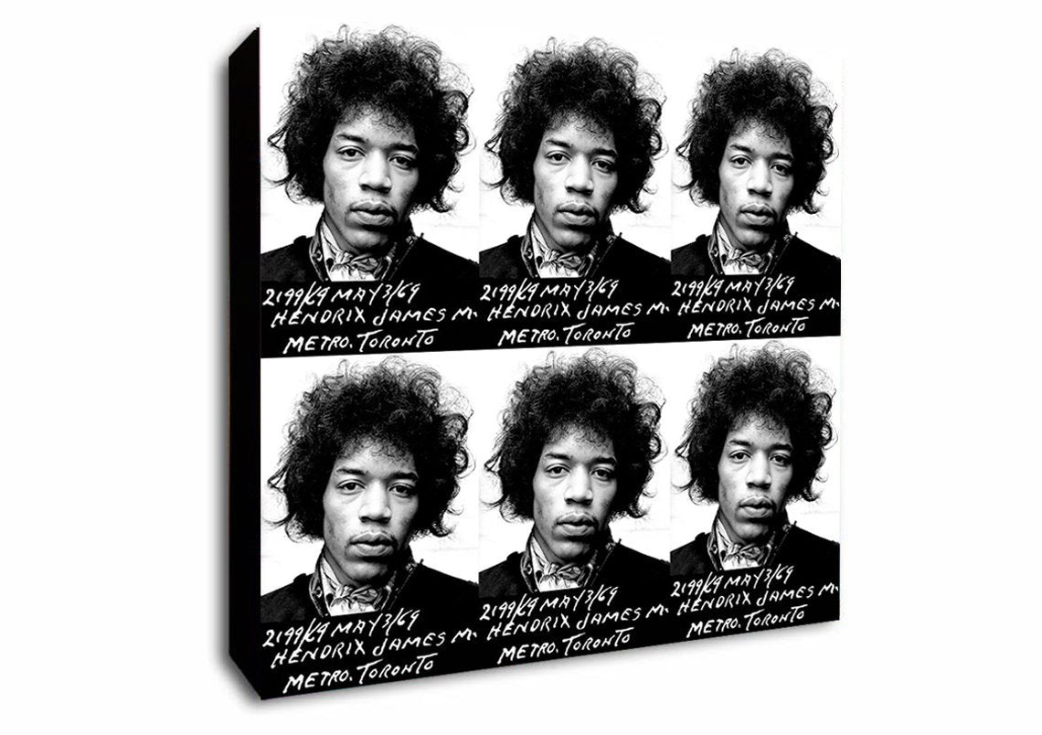 Jimi Hendrix Mugshot 1969  - Framed Canvas Wall Art Print - Various Sizes