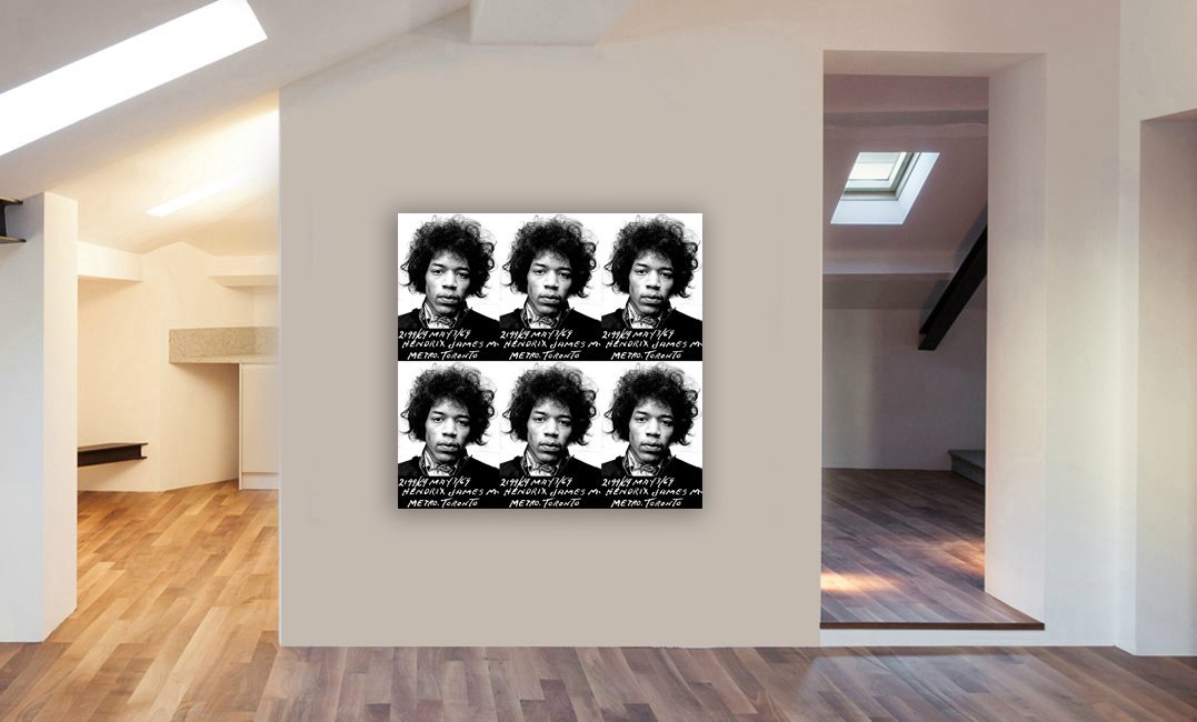 Jimi Hendrix Mugshot 1969  - Framed Canvas Wall Art Print - Various Sizes