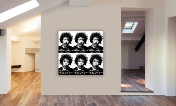Jimi Hendrix Mugshot 1969  - Framed Canvas Wall Art Print - Various Sizes