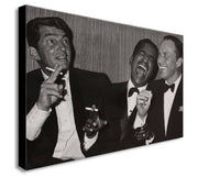 Dean Martin, Sammy Davis Jr. And Frank Sinatra Laughing - Canvas Wall Art Framed Print - Various Sizes