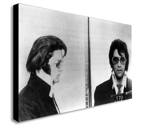 Elvis Presley Police Mugshot - Canvas Wall Art Framed Print - Various Sizes