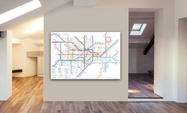London Underground Map - Canvas Wall Art Framed Print - Various Sizes